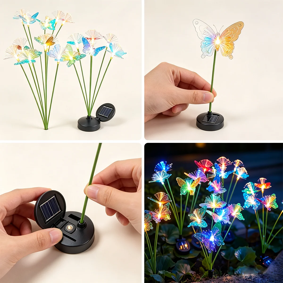 Solar Path Light - Lampu Lanskap Serat Optik Kupu-Kupu Tenaga