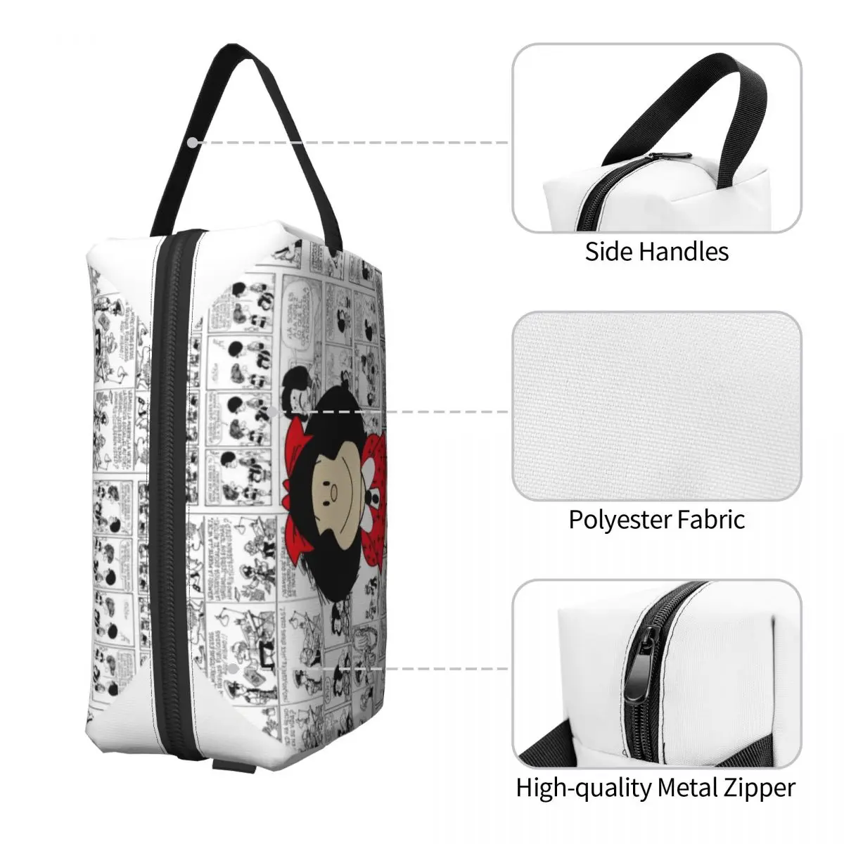 Custom Mafalda Cartoon Quino Comics Travel Cosmetic Bag Women Makeup Toiletry Organizer Ladies Beauty Storage Dopp Kit