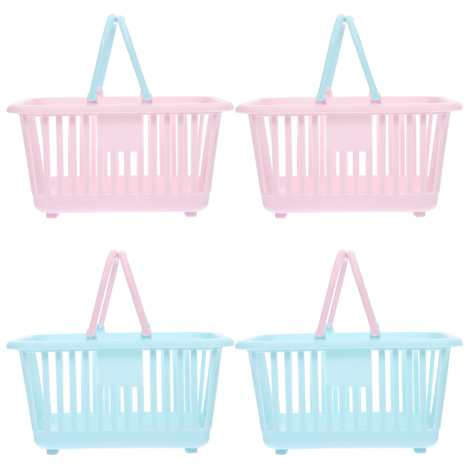 

4 Pcs Storage Baskets Square Plastic Handles Kids Toys Bath Accessories Food Containers Easy Tidy ganization