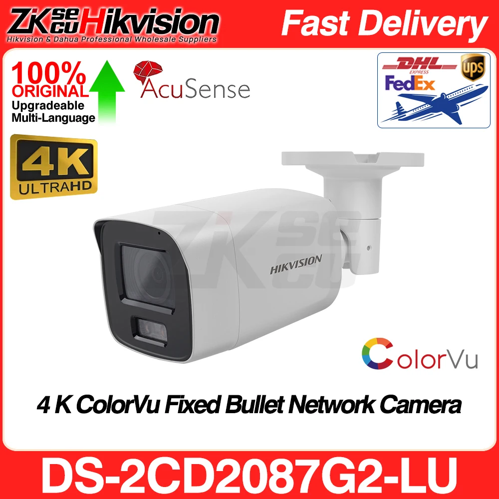 

Hikvision 8MP IP Camera DS-2CD2087G2-LU 4K AcuSense Colorvu F1.0 Smart Event Built-in MIC SD Slot IP67 POE Bullet CCTV IPC