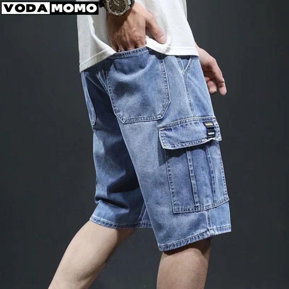 Summer Denim Shorts Men's  Loose Multi-pocket Tooling Five-point Pants   men clothing  baggy jeans  jeans for men  mens pants