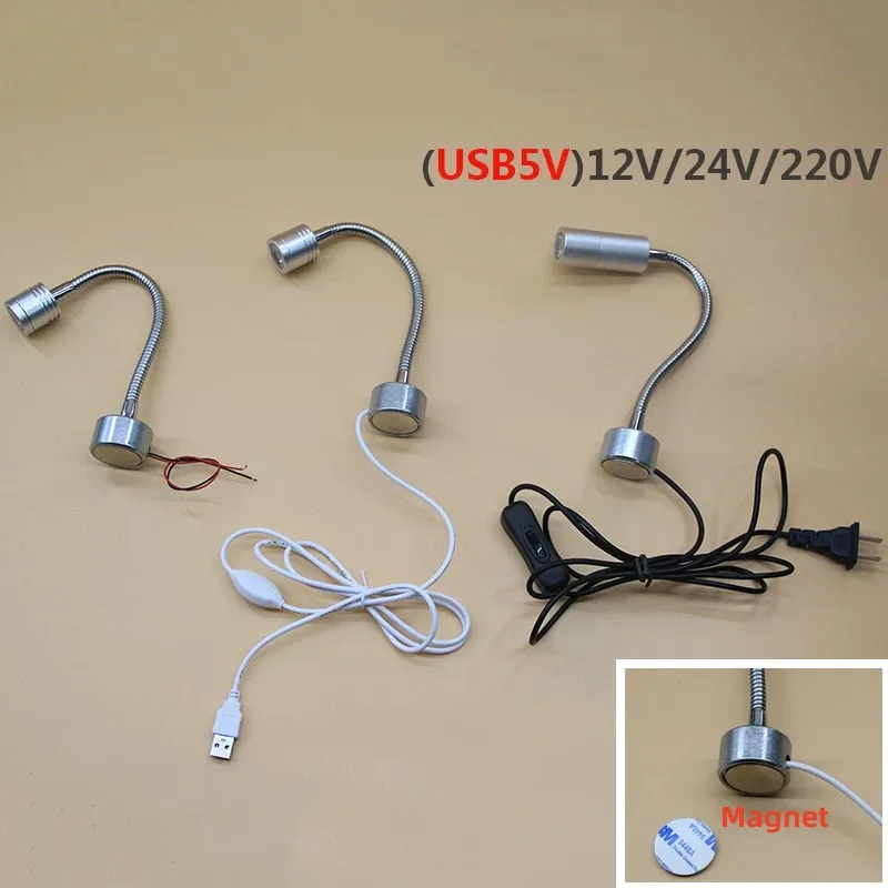 usb接続式磁石吸着式スポットライト。led調光機能付き、5v、工作機械用、作業台用、1w、フレキシブルチューブ、焦点調整可能、磁石吸着式ベースランプ。