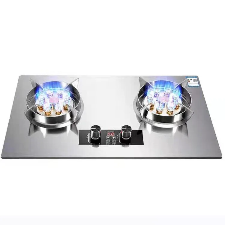موقد غاز مزدوج الموقد - موقد منزلي مدمج مع غطاء حريق نحاسي، موفر للطاقة للمطابخ الحديثة