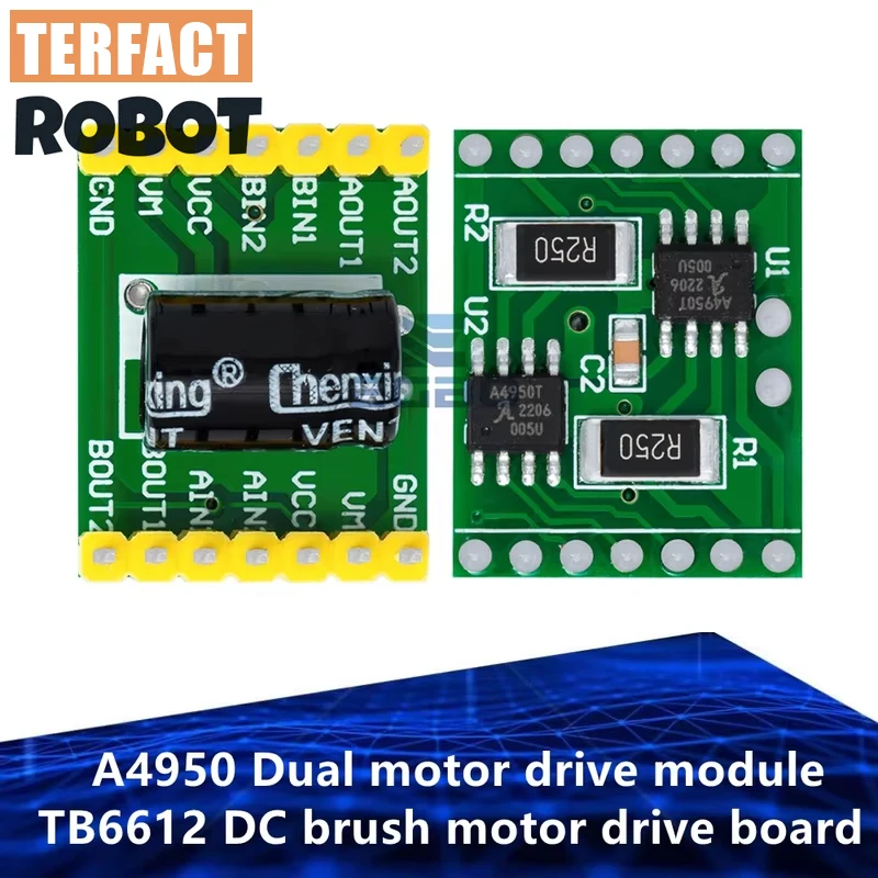A4950 Dual Motor Driver Module - High Performance (Superior to TB6612) DC Brushed Motor Drive Board for Arduino