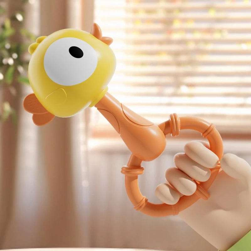 Handheld Shaker Toy for Infant Cartoon Dinosaur Newborns Gift Fun Activity Baby Shaker for 0-12 Month Baby Grasp Toy