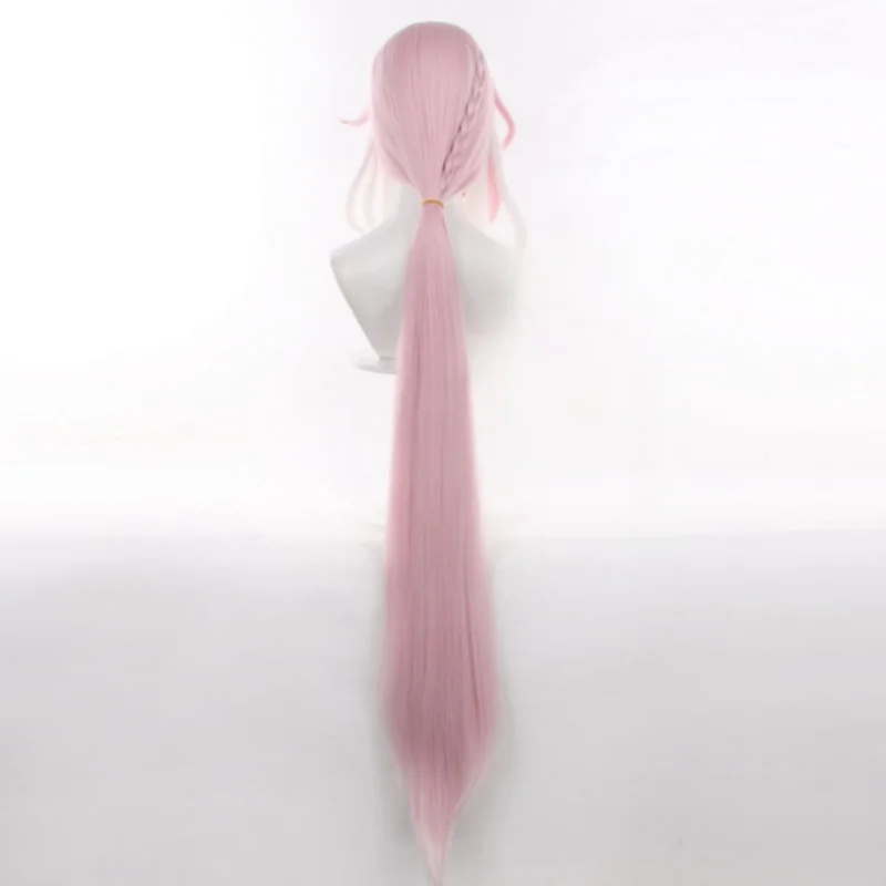 HSR 혼카이 임팩트 3 엘리시아 코스프레 핑크 롱 피그테일 가발 의상 휴먼 에고의 주인 엘리시아 가발 할로윈 파티 헤어 가발 캡