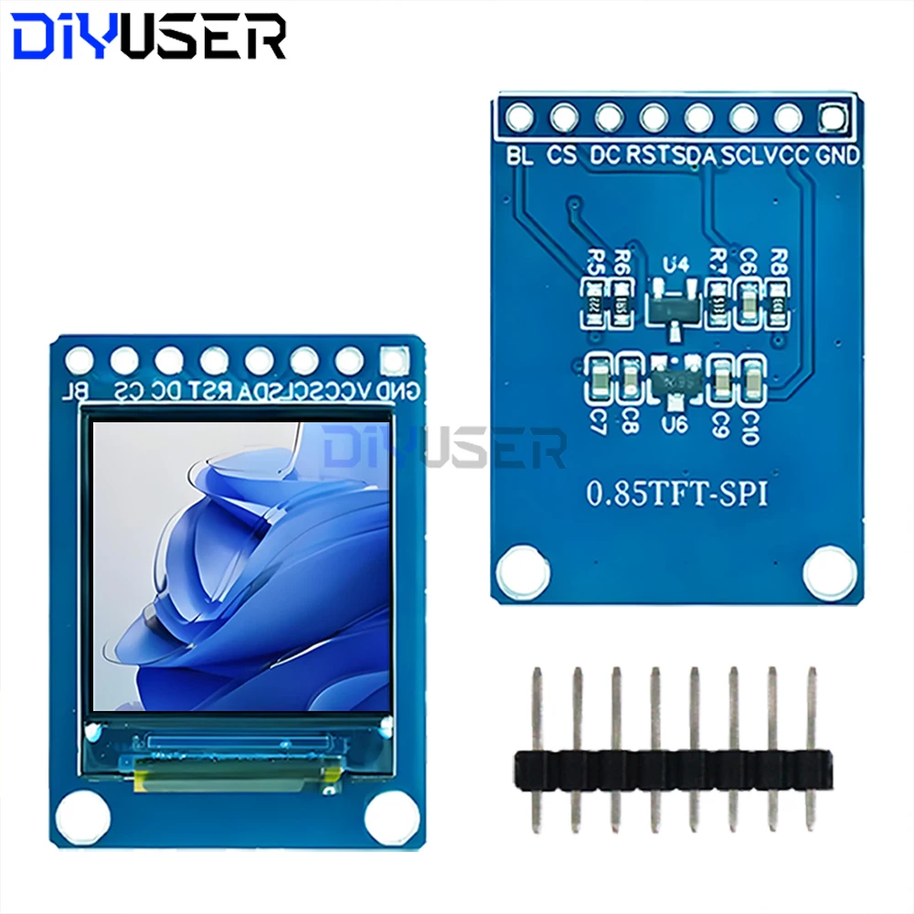 0.85 Inch IPS LCD Display Module 128x128 SPI GC9107 Controller, TFT Screen for ESP32 Raspberry Pi DIY Project