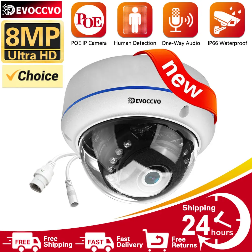 

Wired 8MP CCTV POE Dome Security Camera Built in Microphone Audio Outdoor IP66 Weatherproof Night VIsion Motion Detection HD Cam