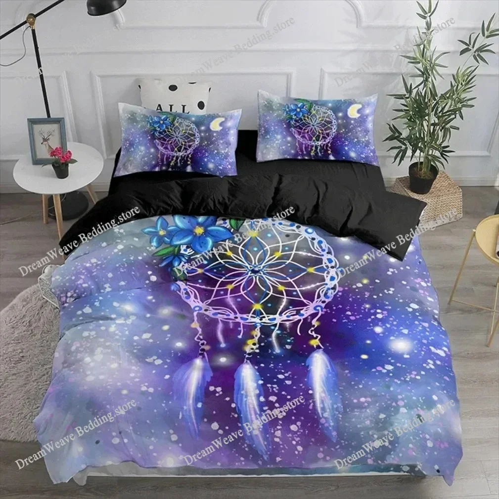 

Sun and Moon Duvet Cover Set King Size Purple Liac Dream Catcher Star Bedding Set for Kids Children Bohemia Quilt Cover963