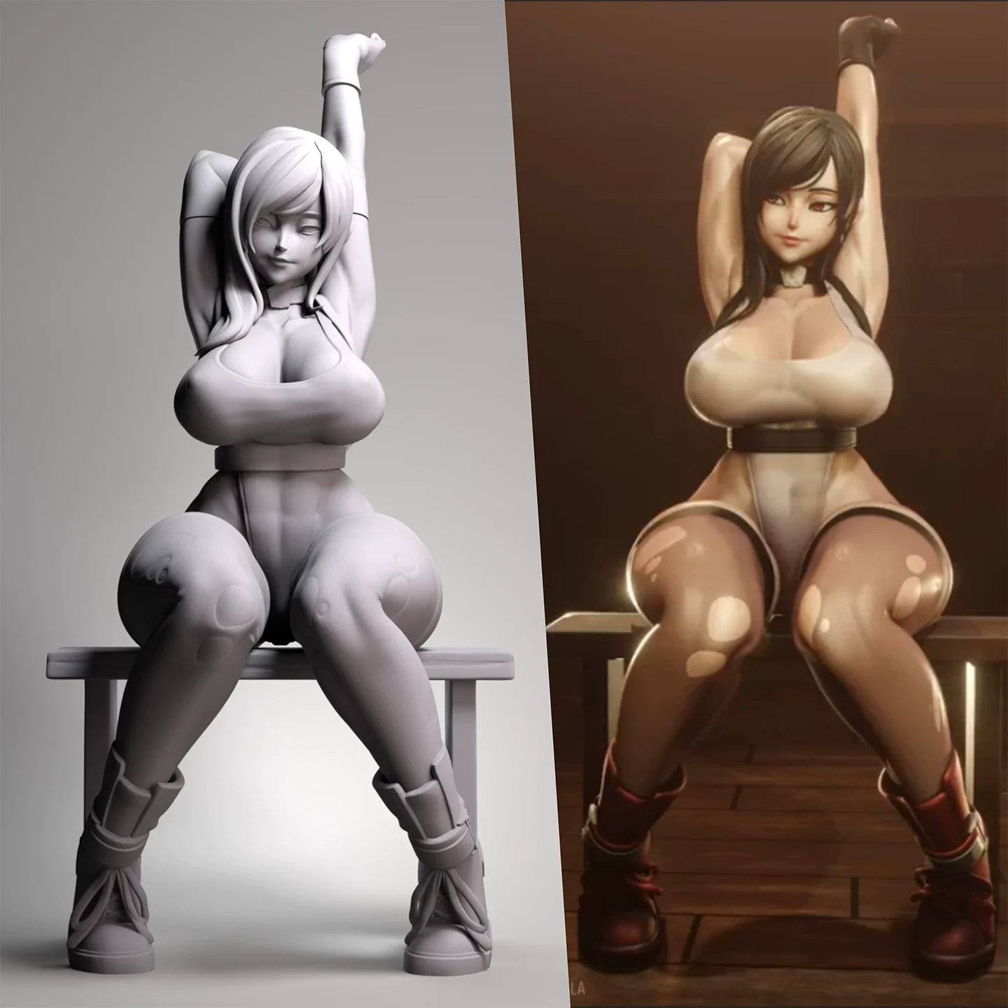 Taverne fille dodue Tifa Posture assise 1/24 figurine en résine modèle Kit assembler Miniatures non assemblé non peint jouets de collection