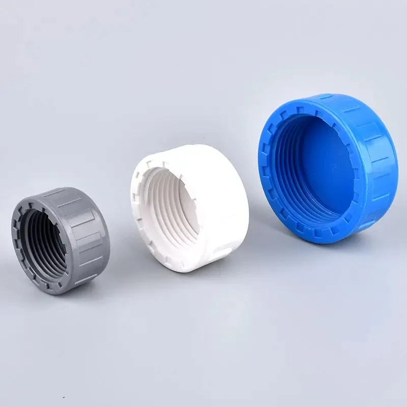 PVC 20~63mm Female Thread End Cap 3Colors Fish Tank Drain Cap Hand Screwed Cap Garden Irrigation Pipe Connector Fittings Adapter