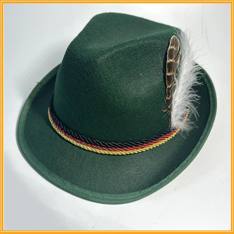 Alpine Hats with Feather Soft Oktoberfest German Hats for Adults Fashionable Alpine Hat for Cosplay Holiday Party Carnival