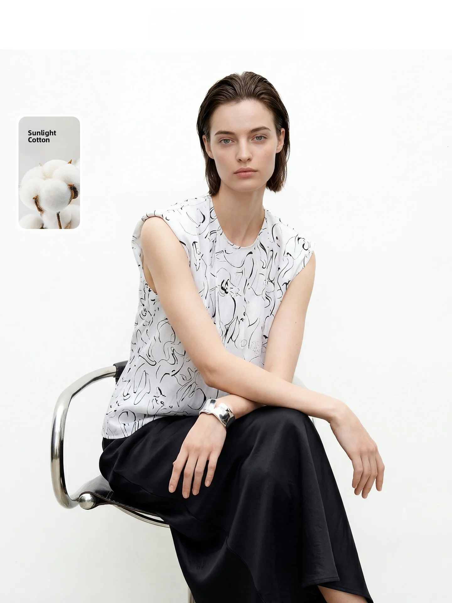 

Женский топ Designice Ele round Ne Svelirt Commute Loose Slit, удобный, из смесового хлопка, на молнии, повседневный, S...