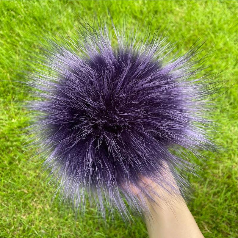 Weicher Bommel aus 100 % natürlichem Fuchspelz, Bommel aus Waschbärfell für Mützen, Mützen, Taschen, Schals – Detail 6
