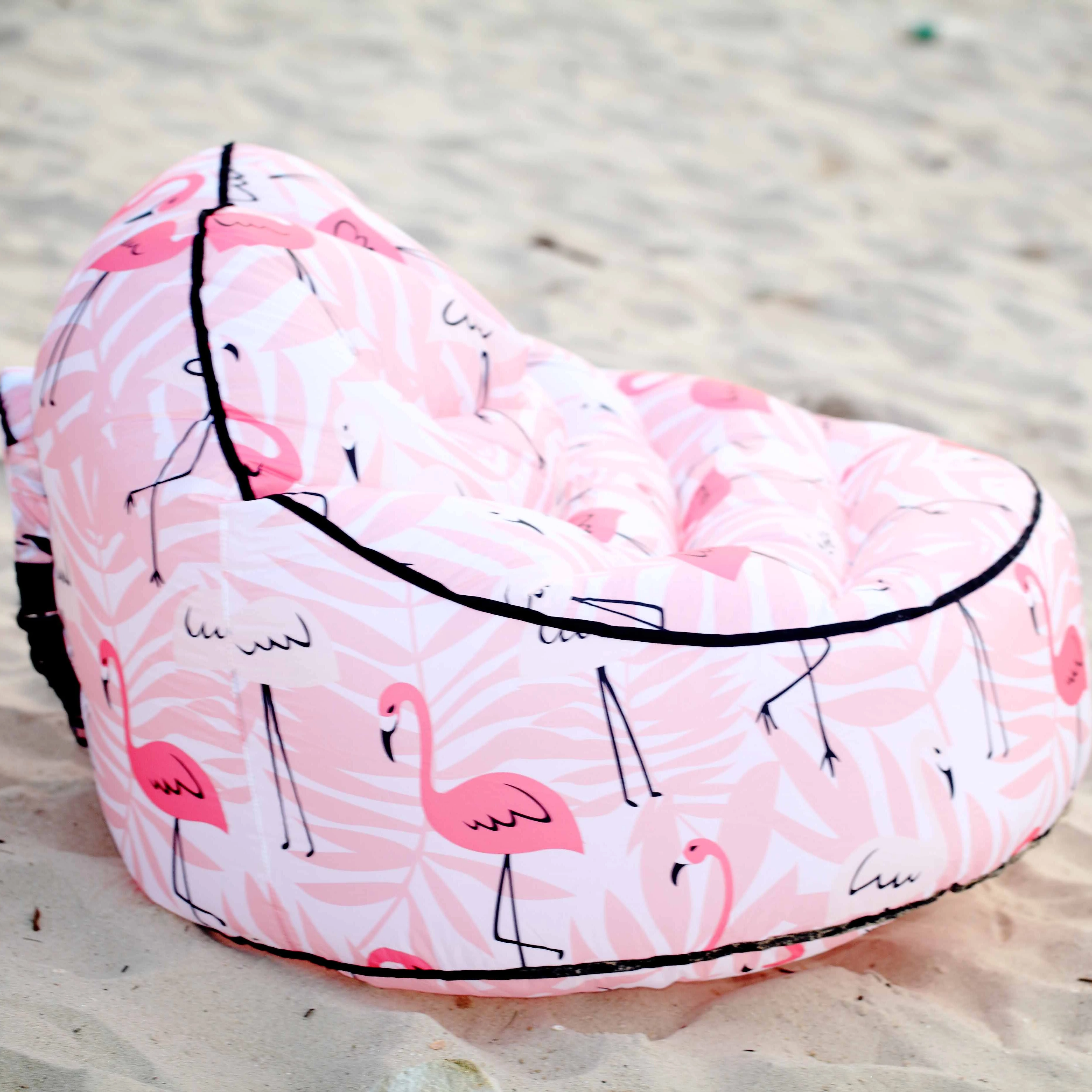 Outdoor Pink Inflatable Lounger, Camping Lazy Bag, Air Mattress, Sofa Cum Bed, Beach Sleeping Bag, Wholesale