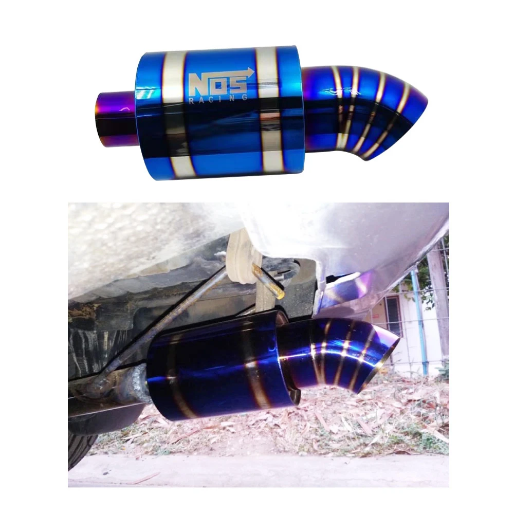 New JDM Burnt Blue NOS  Exhaust Tail Pipe Muffler Universal Stainless Steel Car Tuning Exhaust Tails Access For Car Styling