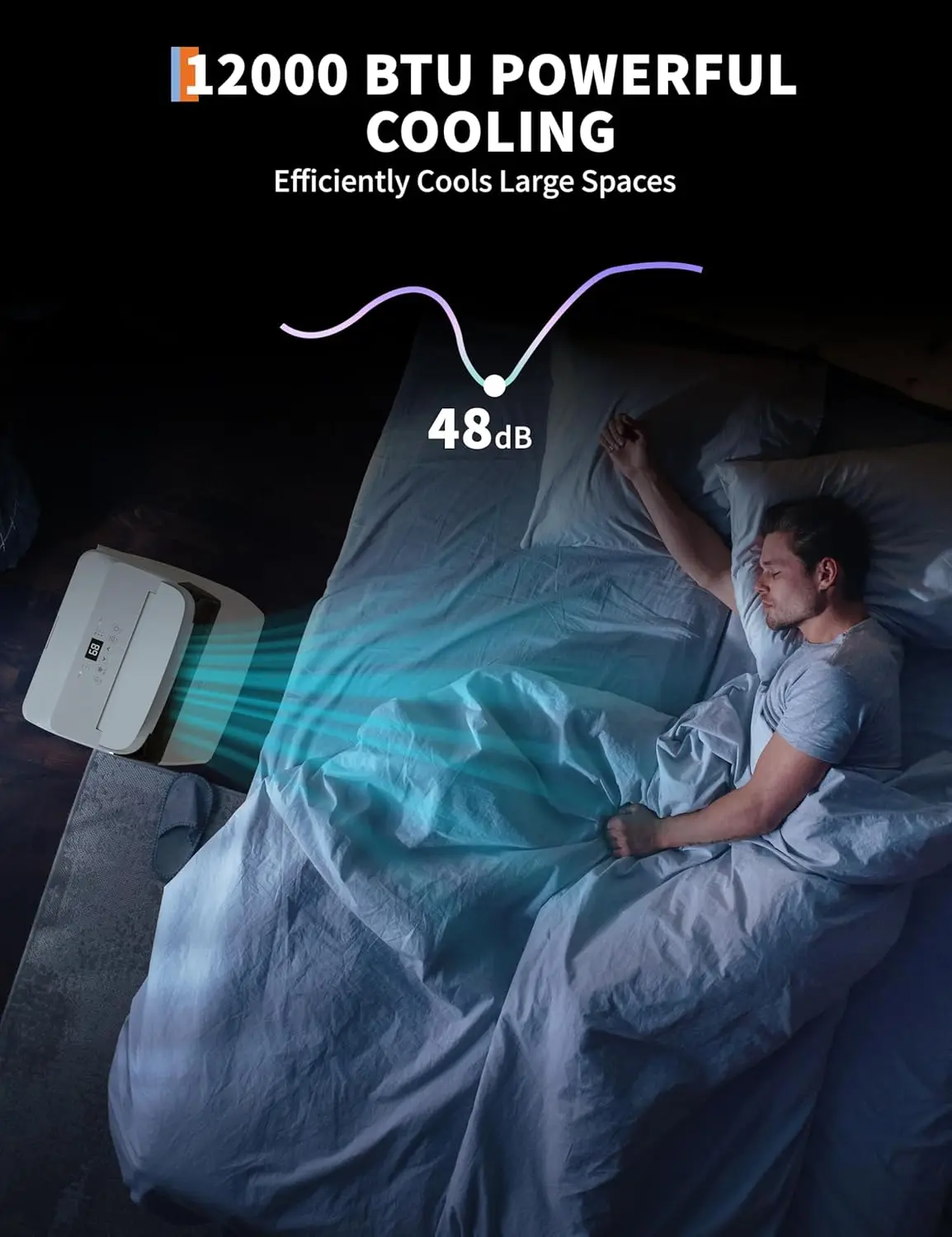 Kleine airconditioner van 12.000 BTU met ingebouwde luchtontvochtiger - Draagbare AC-unit voor kamers tot 550 m2 - Afstandsbediening, Windo