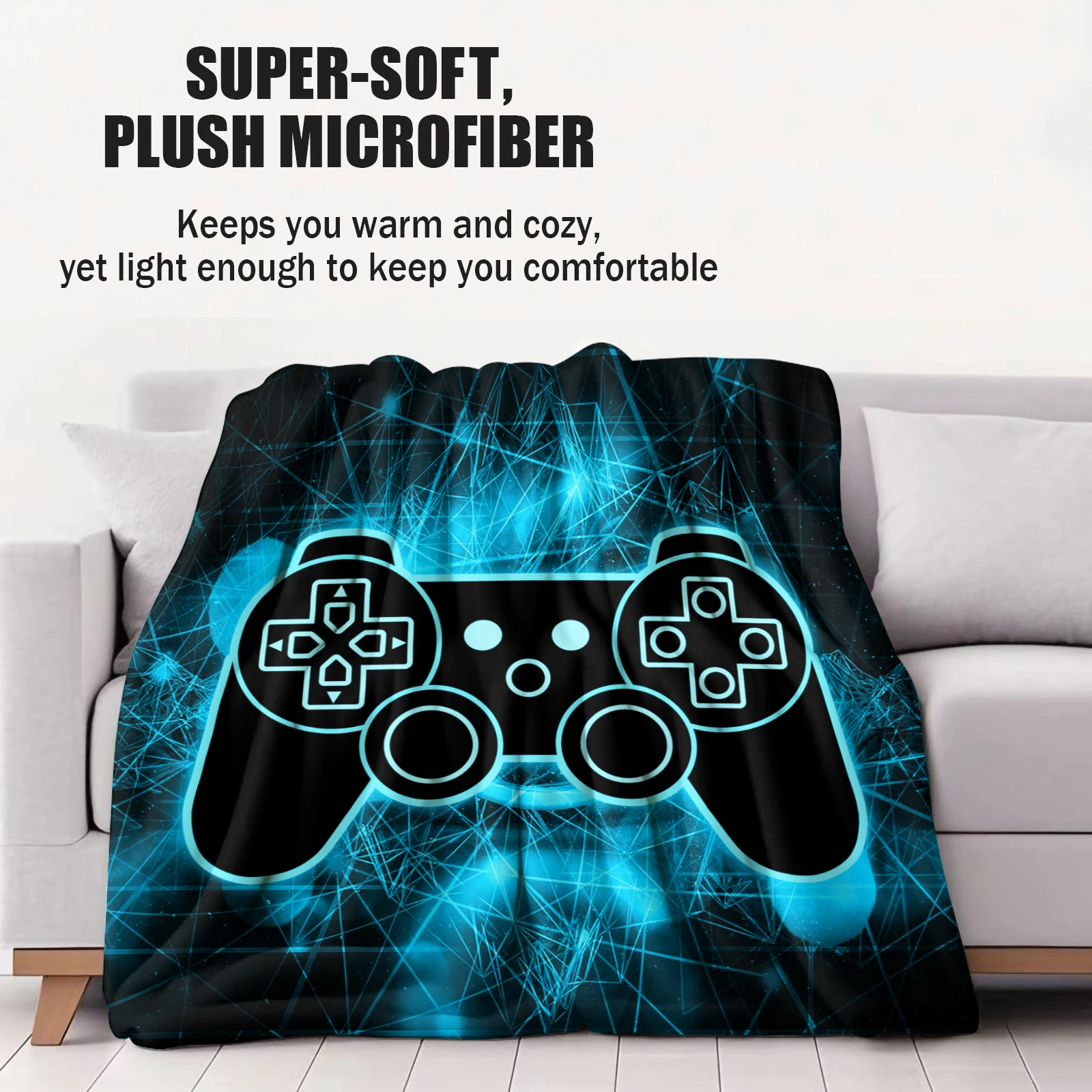 Large Gaming Blanket Throw Video Game Neon Controller Tech Circuit Board Blanket 150x200cm