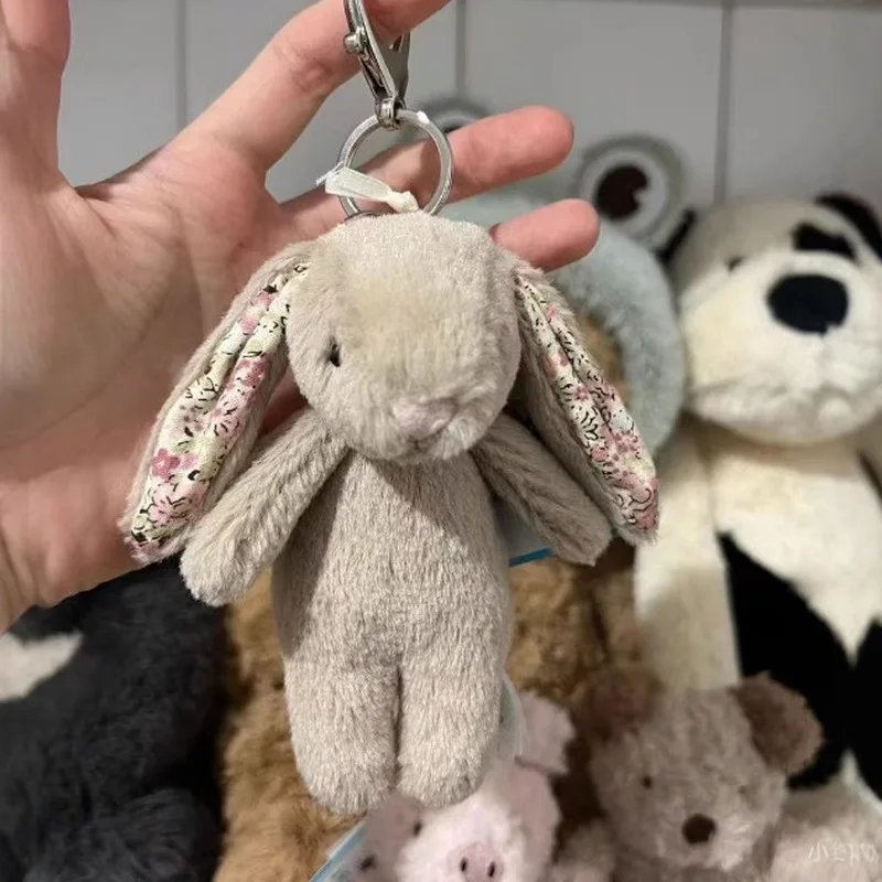 Original Jellycat Floral Bonnie Rabbit Pendant Keychain Plush Doll Bonnie Rabbit Keychain Bag Pendant Birthday Festival Toy Gift