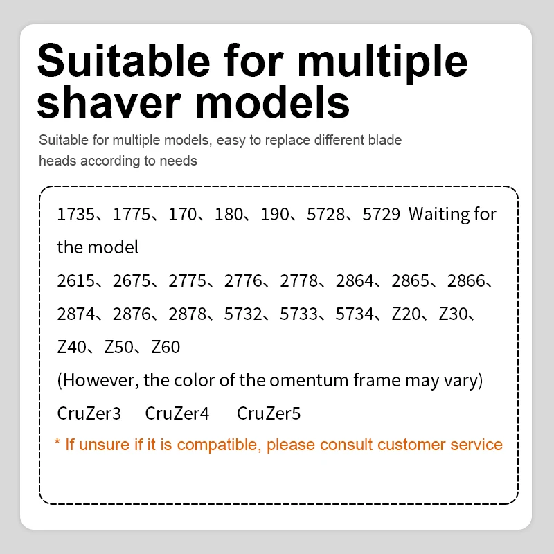 

2 PCS 10B for BRAUN CruZer3 Z4 Z5 180 190 1735 1775 Z40 1000 170u-1 1715 Z20 Z30 Z50 Z60 shaver razor