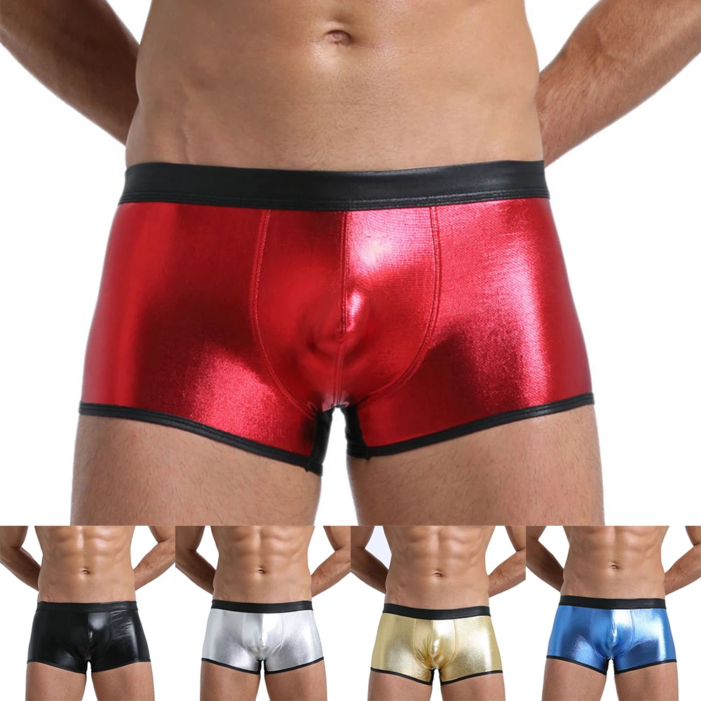 Brand New Fashion Men Underwear Briefs Trunks Underpants Wet Look Boxer Lingerie Low Waist Panties Sexy Shiny S~XL
