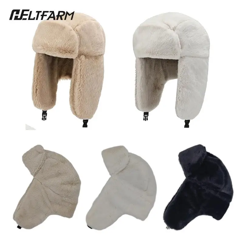 Outdoor Bomber Hats Winter Men Warm Russian Ushanka Hat With Ear Flap Plush And Thickened Trapper Cap Earflap For Women