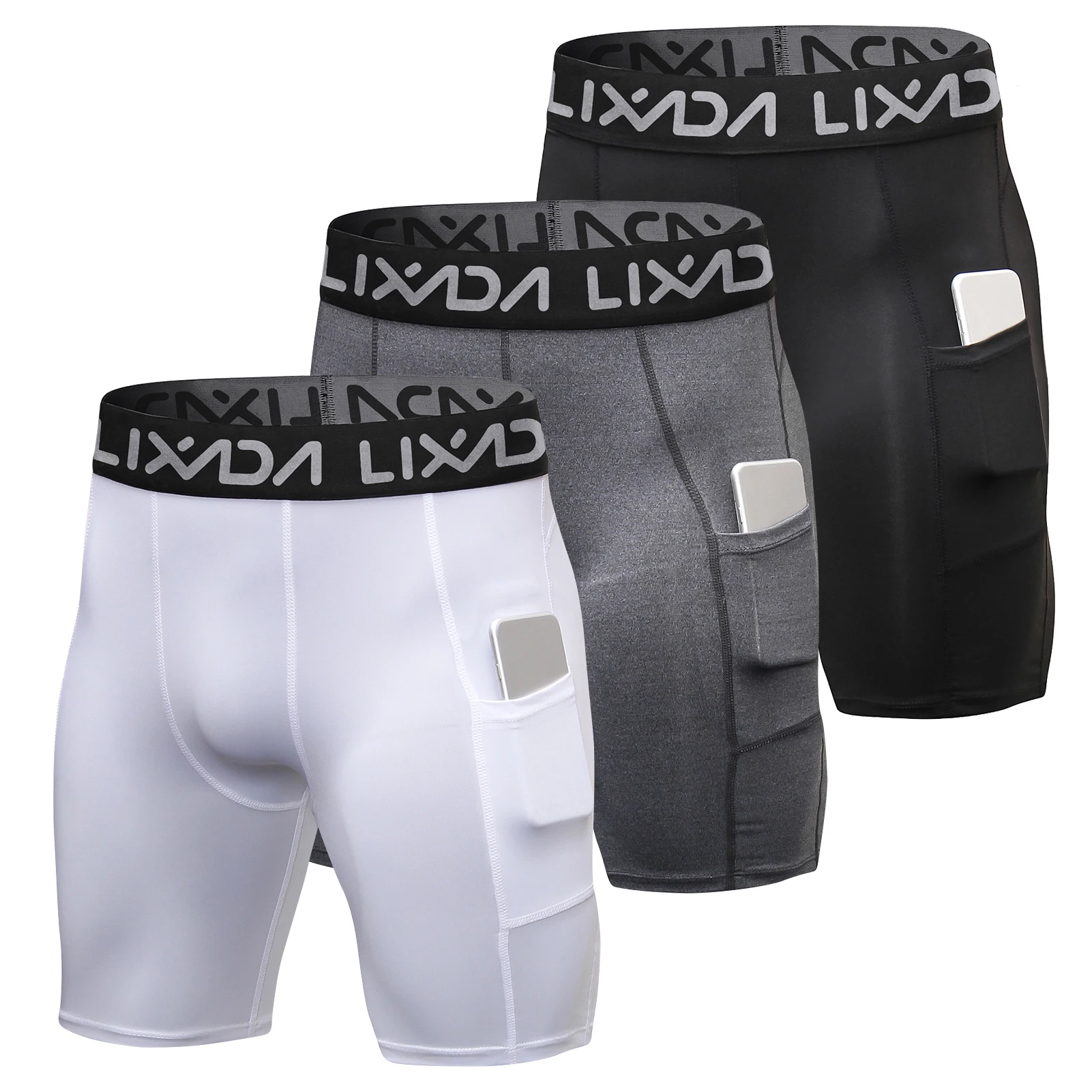 Lixada 3 Pack Men Sports Shorts Active Workout Underwear with Pocket