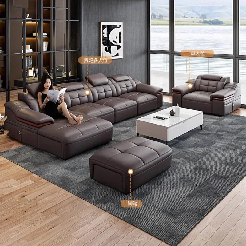 Recliner Leather Living Room Sofas Lazy Floor Designer Modern Luxury Sofas Room Decor Multifunctional Divano Home Furniture