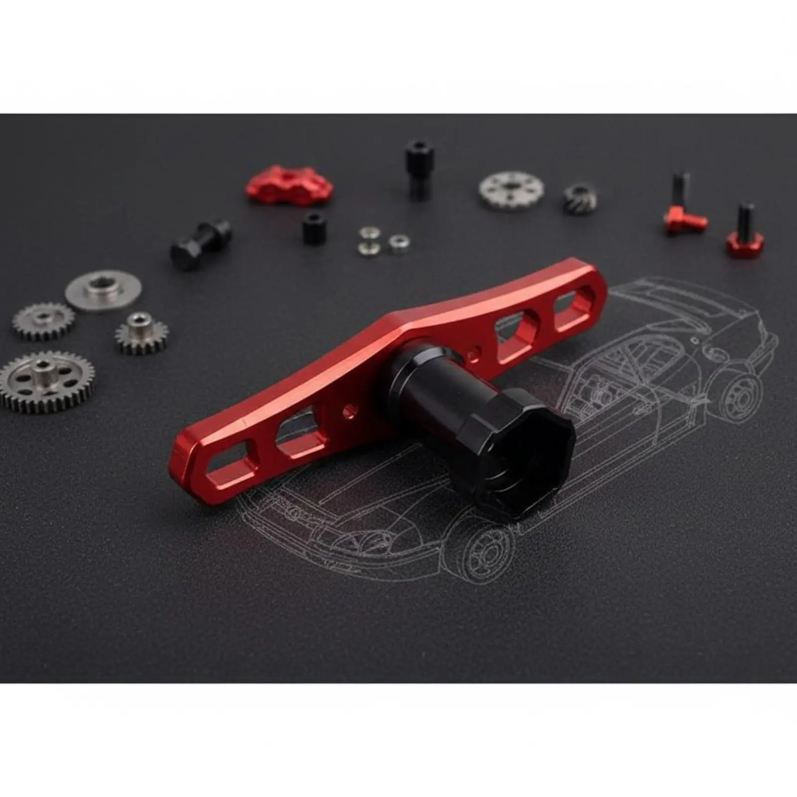 17mm Wheel Hex Nut Sleeve Aluminum Alloy RC Car Wheel Nut Tool T-Handle Hex Wrench Long-Lasting RC Car Repair Tool Non-Slip Grip view 2