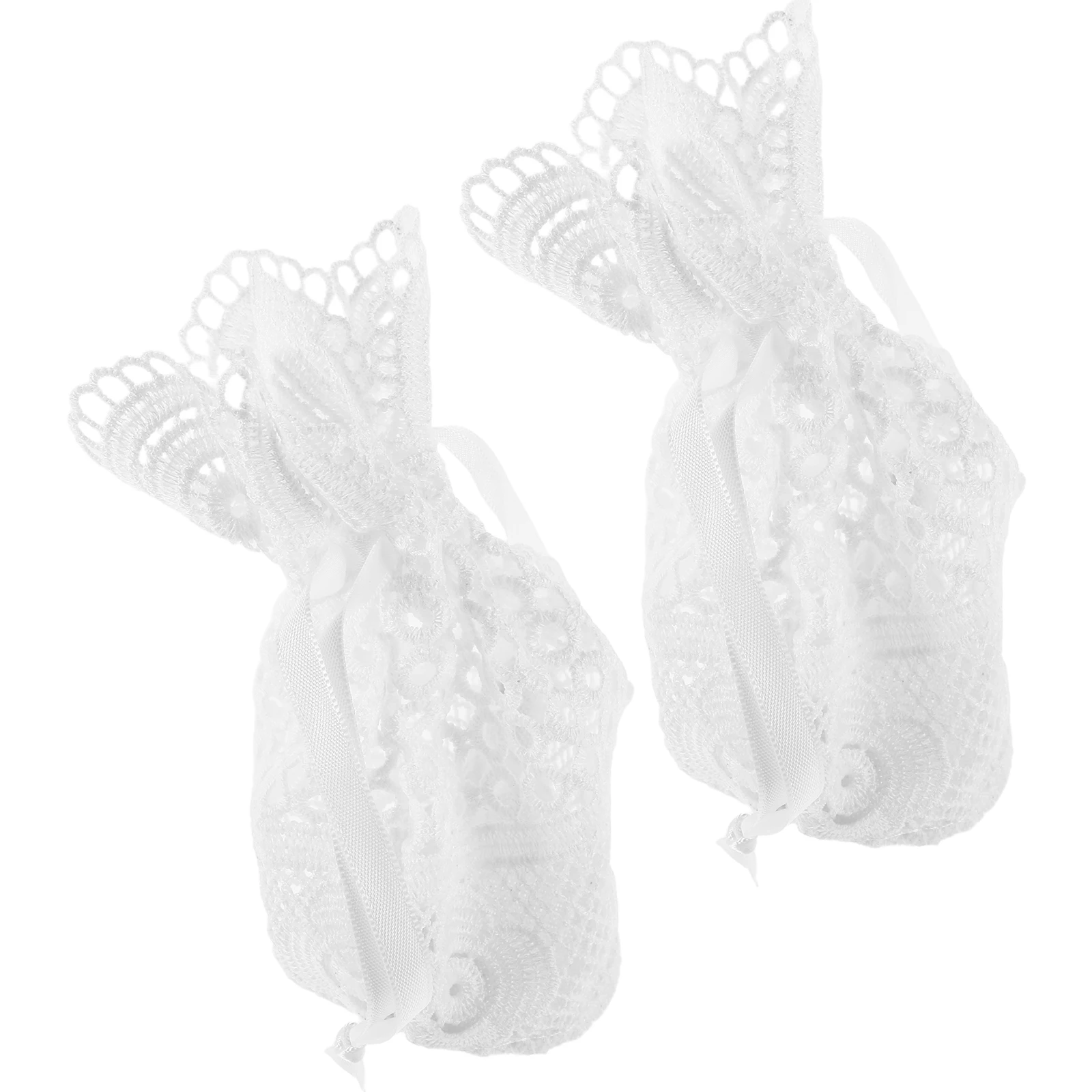 

2 Pcs Lace Accessories Storage Bag Burlap Bags with Drawstring Mini Cloth Pouch Cotton Sachet Pouches Bell