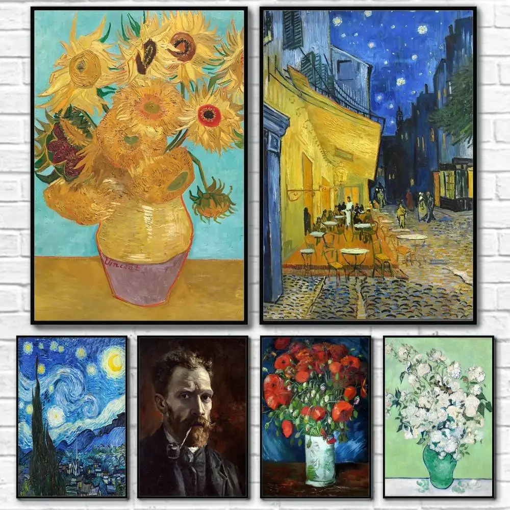 

Vincent Van Gogh Oil INS Poster Home Living Bed Room Bar Hallway Sticky Wall Art Printing Waterproof Aesthetic Decor