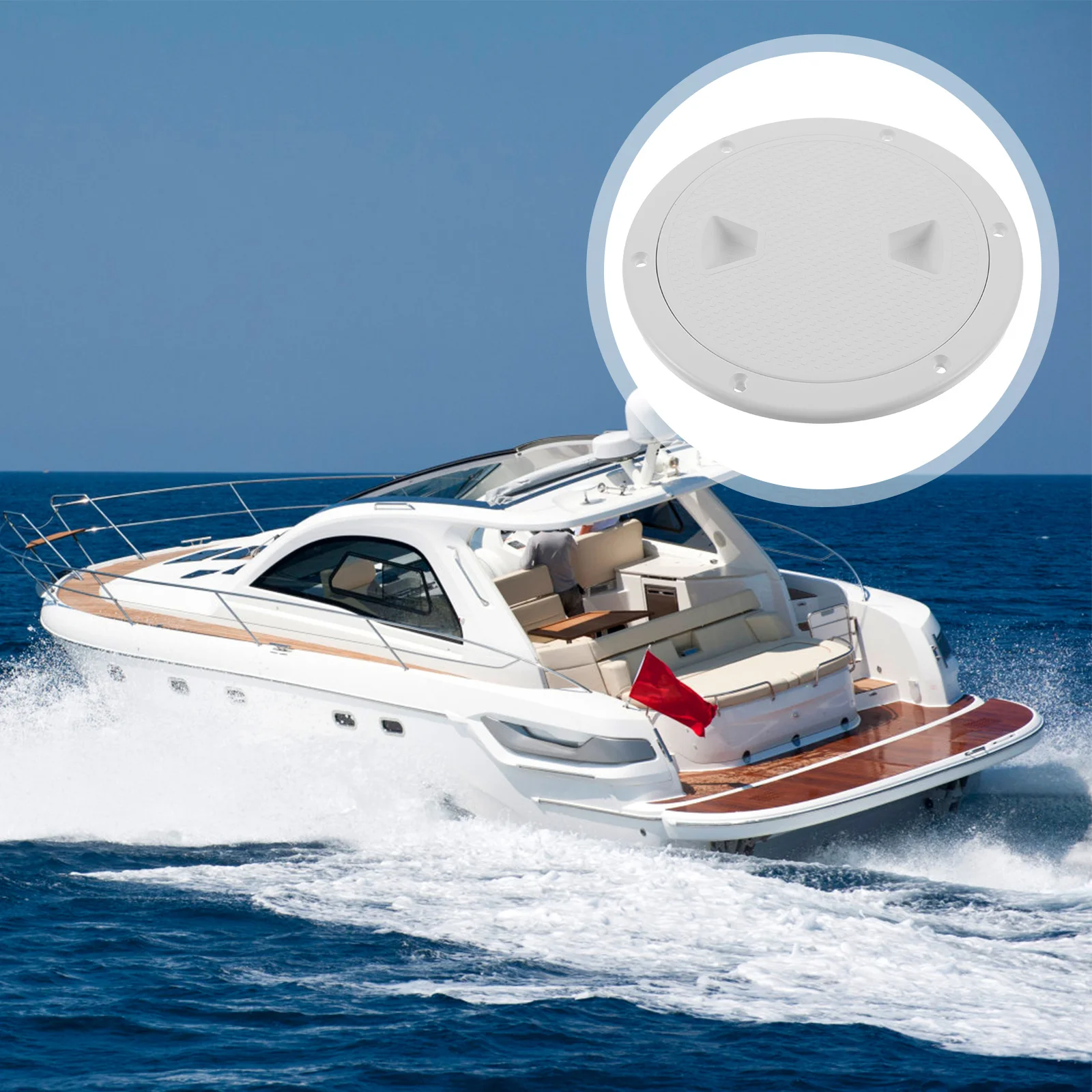 

Deck Hatch Cover for Kayak and Yacht Anti-Slip Sturdy Plastic Boat Round Hatch Cover Suitable for Speedboats Inspection