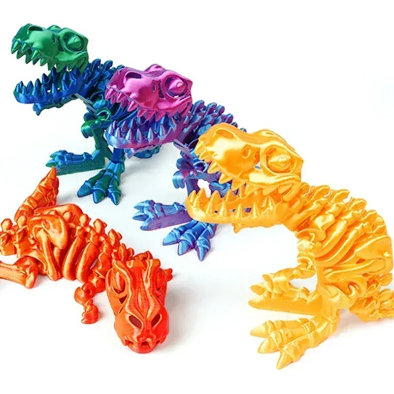 

3D Printed Dragon Set Crafts Model Decoration Toy Rotatable Tyrannosaurus Rex Skeleton Dinosaur Gift for Kids Birthdays