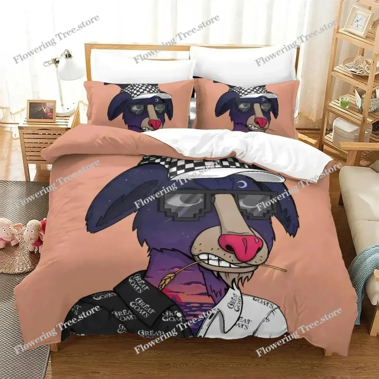 3D Cartoon Quackity Duck Bedding Set Duvet Cover Bed Set Quilt Cover Pillowcase Comforter King Queen Size Boys Adult Bedding Set