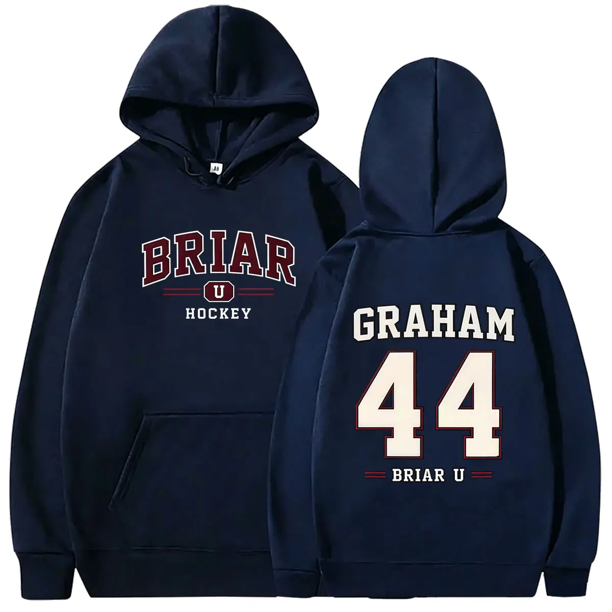 Off Campus Briar University Hockey Graham 44 Grafik-Hoodie Herren Damen Vintage Oversized Sweatshirt Männlicher Mode-Pullover Hoodie – Detail 7
