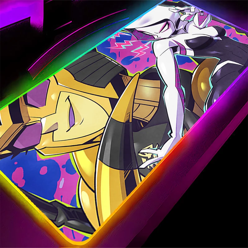 Anime Gaming Speed Mauspad LED Spider-Woman Gwen Gamer XXL Laptop Mauspad Hintergrundbeleuchtung Tastatur Mousepad RGB Computer Schreibtisch Matte