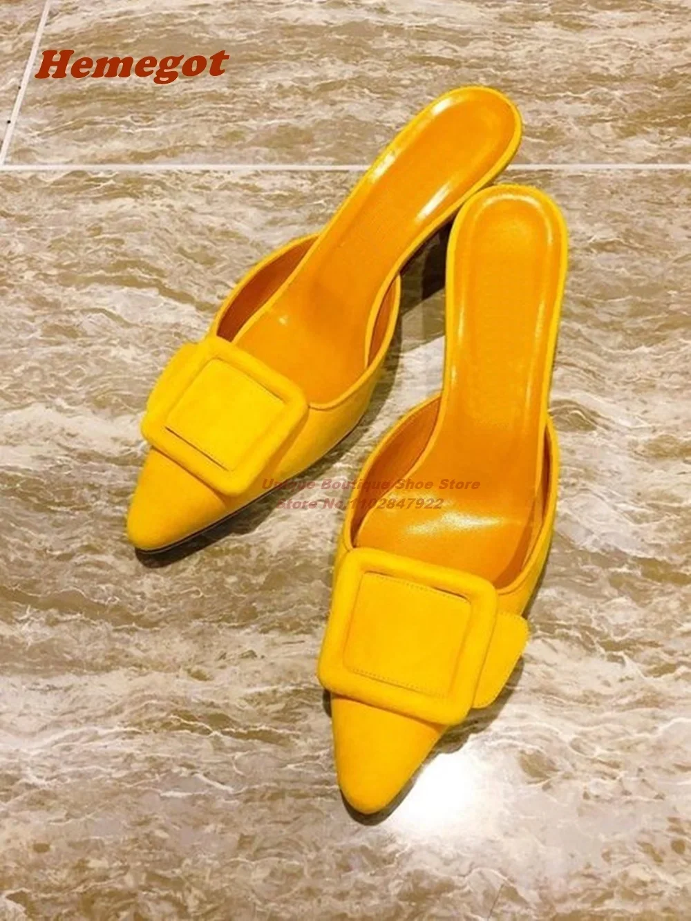 

Фиолетовые замшевые сабо с пряжкой и острым носком, женские слипоны на каблуке «котенок», новинка 2025, элегантная роскошная обувь на открытом воздухе, однотонный размер 46