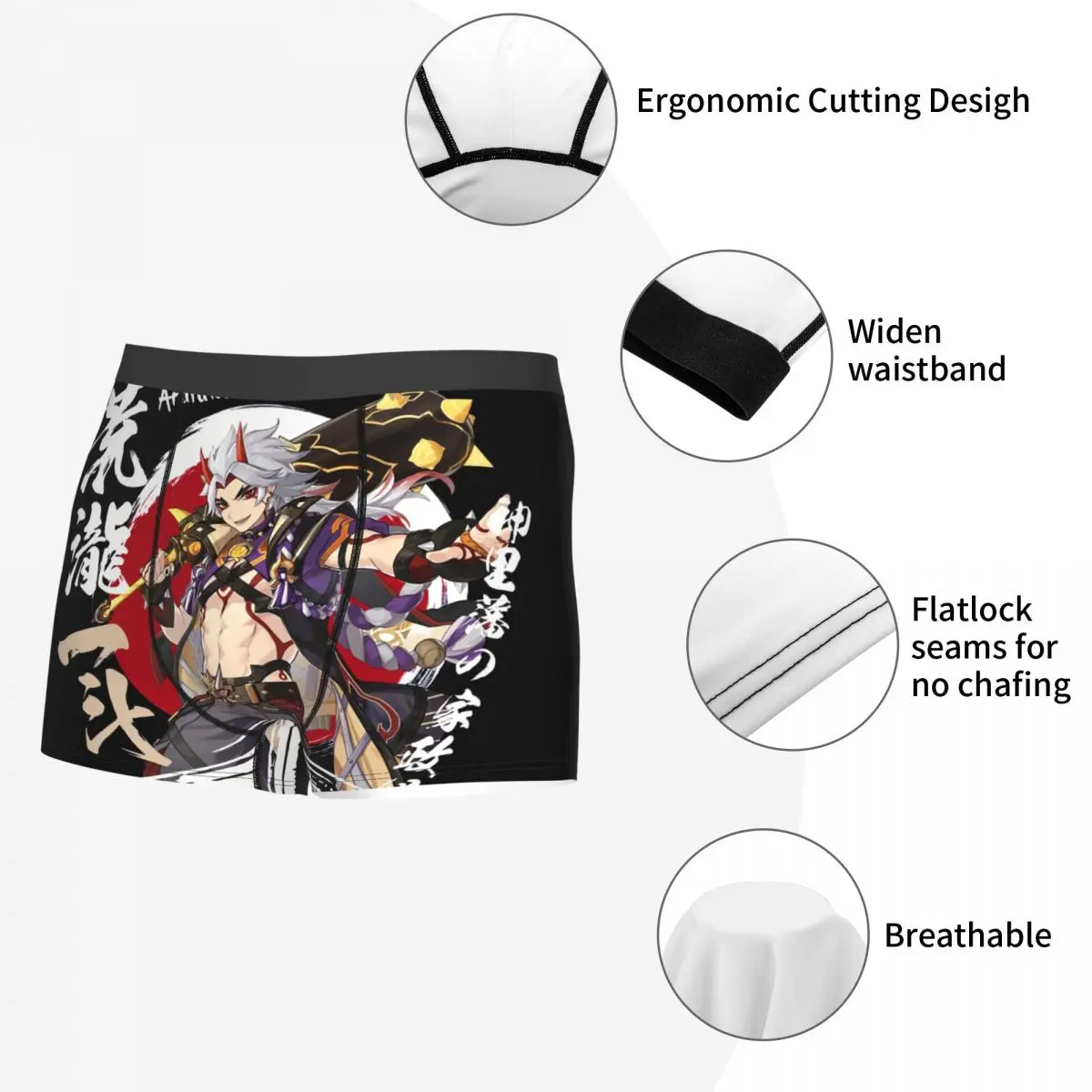 Genshin 2.20 Anime Arataki Itto Underpants Homme Panties Male Underwear Print Couple Sexy Set Calecon