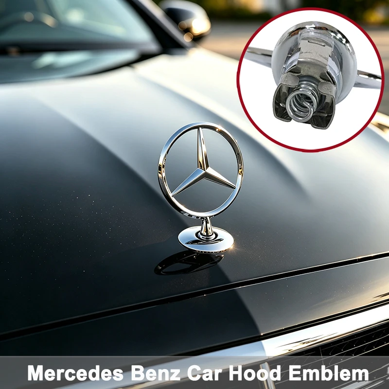 3D Metal Chrome Star Car Front Bonnet Hood Logo Emblem Badge for Mercedes Benz AMG W202 W203 W204 W208 W210 W220 W221 Decoration