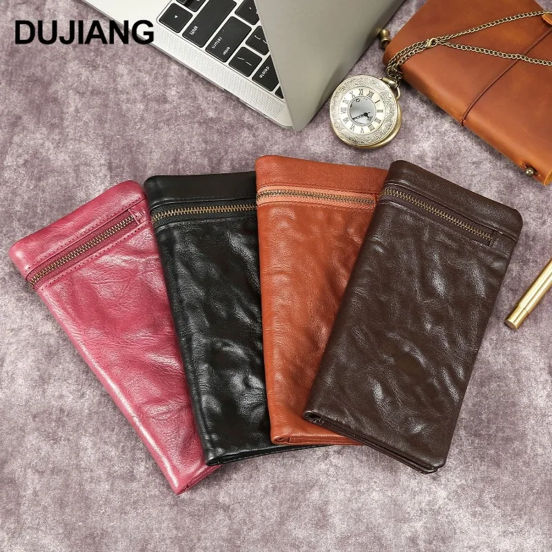 New Genuine Leather Wallet Unisex Foldable Wallet Minimalist Coin Purse Retro Multi-Functional Card Holder