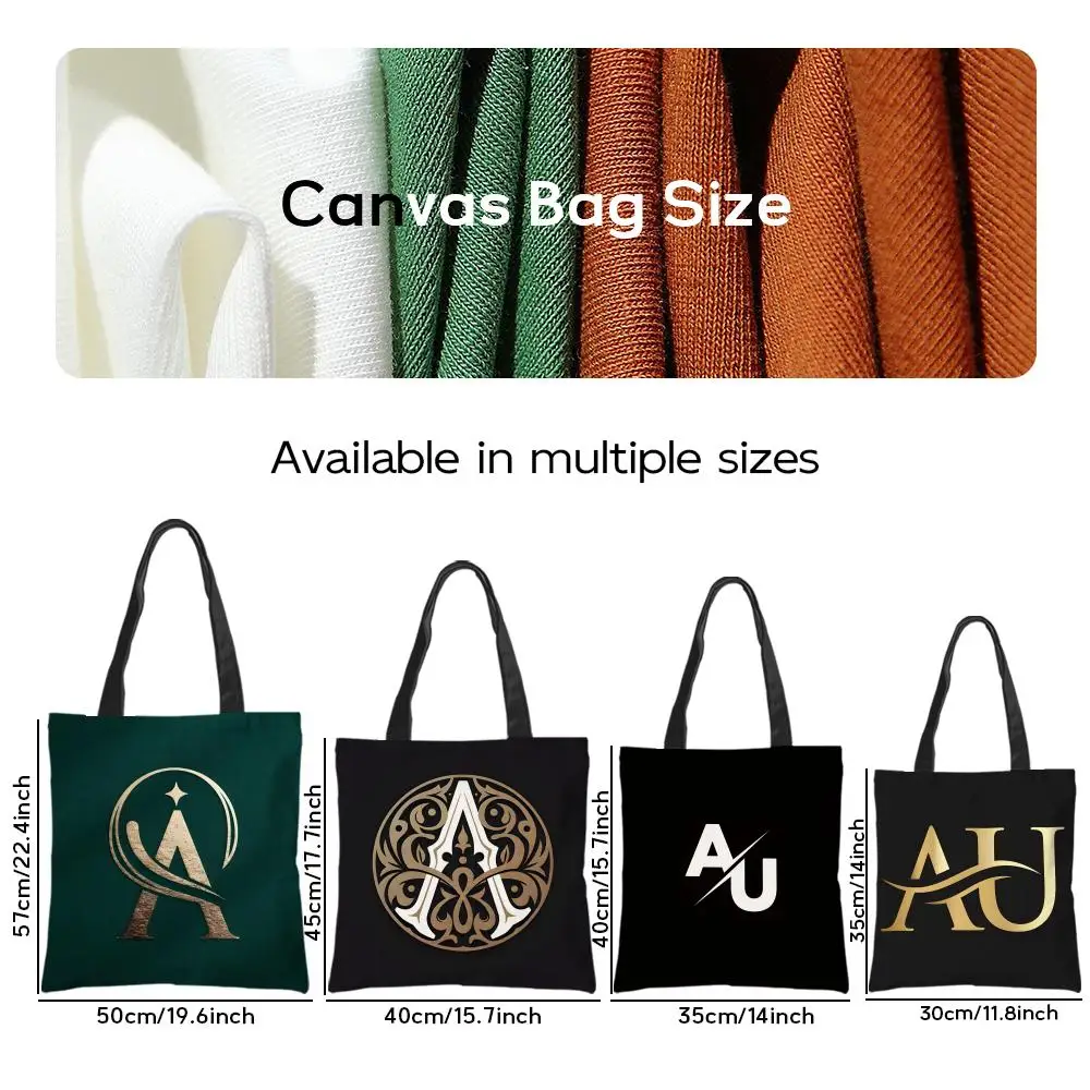 Storage Bags Pattern Tote Bag Aesthetic Canvas Shoulder Bag Lightweight Shopping Bag Simple letter Design AU