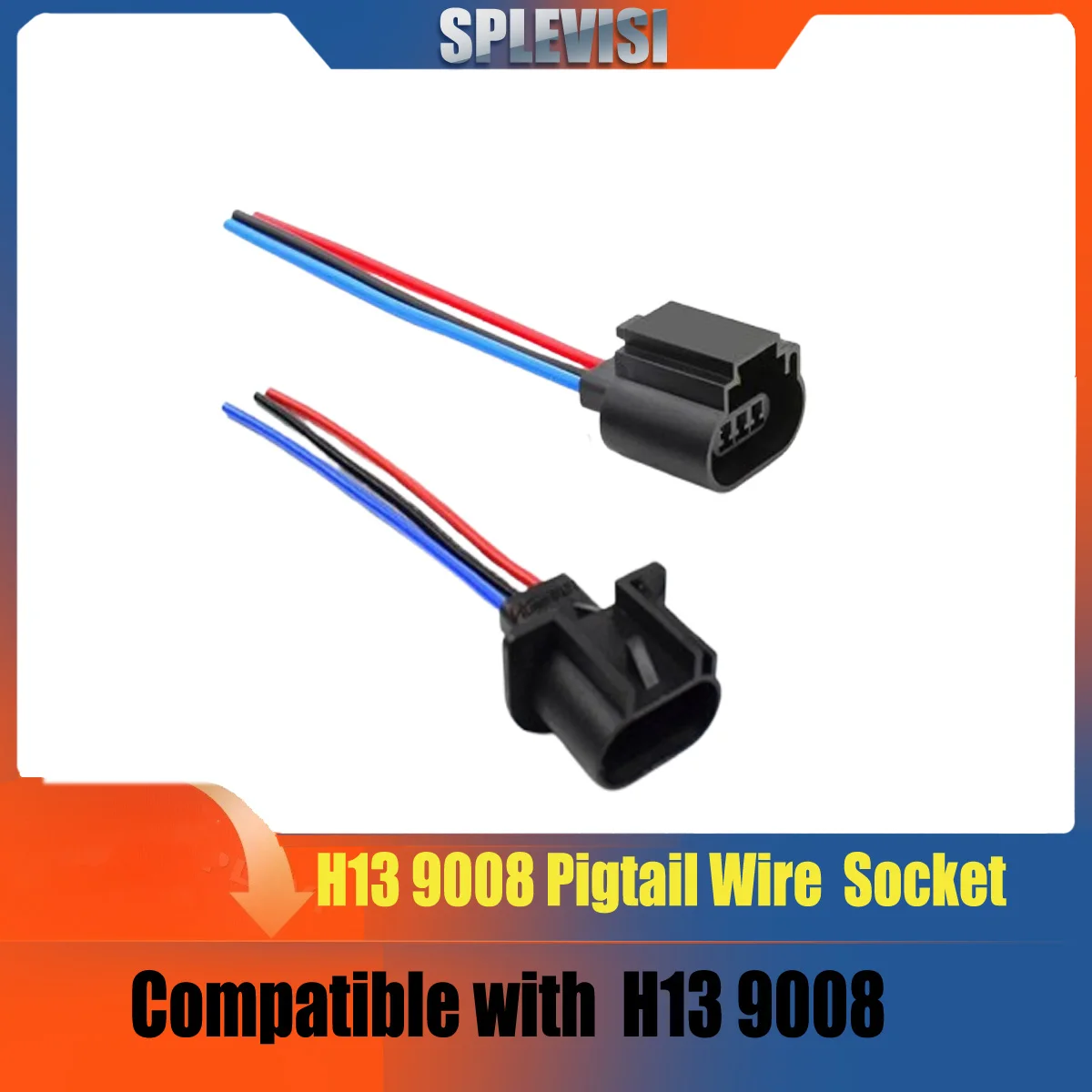 

9008 H13 Socket 3 PIN Male & Female Wiring Socket H13LL Headlight Adapter Universal Fit for Ford Chevy Jeep Dodge Nissan Head