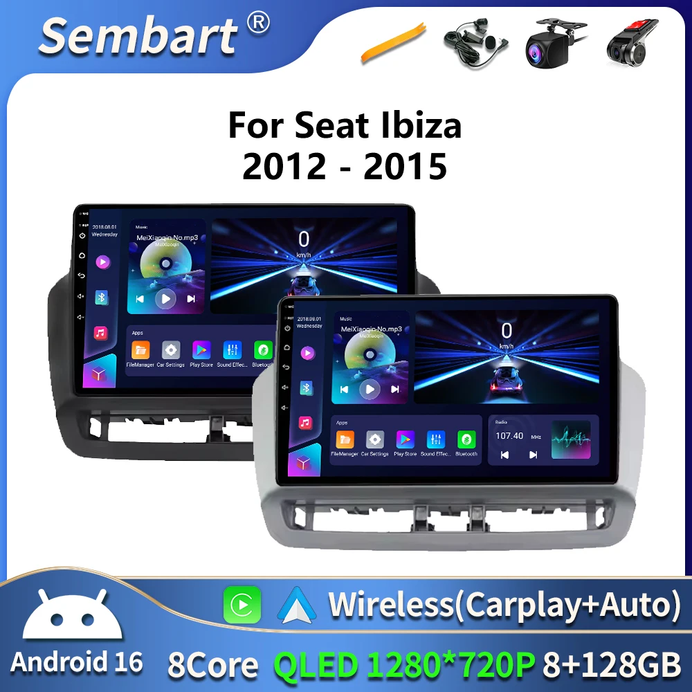 

GPS Navigation QLED Touch Screen For Seat Ibiza 2012-2015 Android Auto Radio Car Multimedia Video Player 4G WIFI BT No 2din DVD