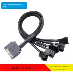 SATA Cooler Fan Adapter Cable,15 Pin SATA to 4 x 3 pin / 4 pin Fan Splitter Cable,15 Pin Male SATA to 3 Pin or 4 Pin Computer