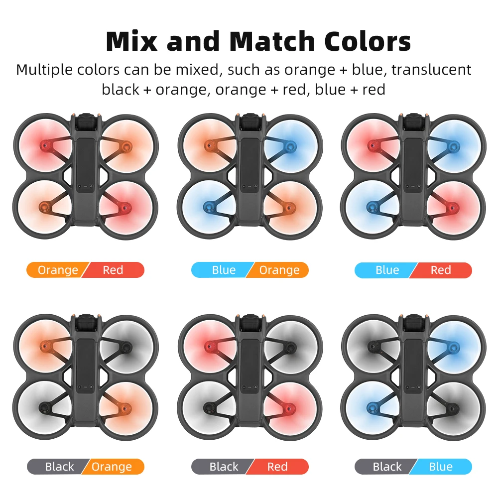 Hélices para DJI Avata 2, Drone Blade, Asa Leve, Substituição do Ventilador, Peças de Reposição para Avata 2, Pás Coloridas, Acessório