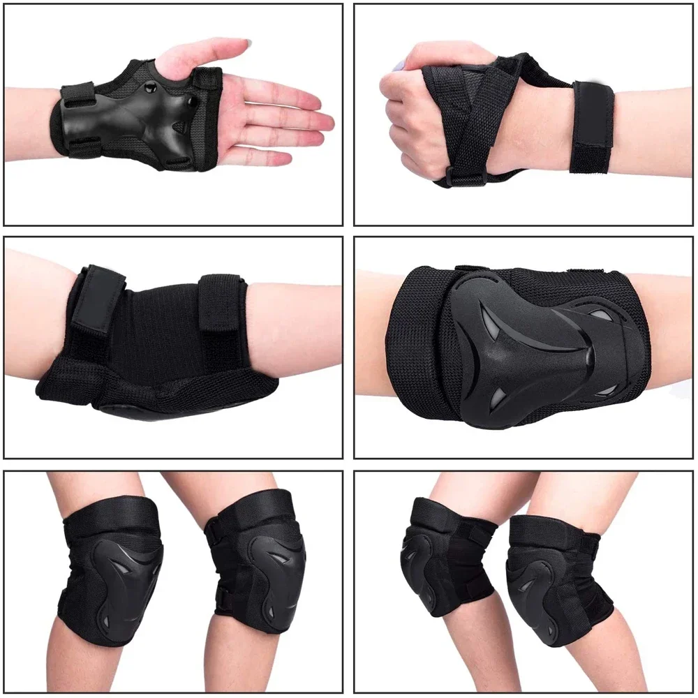 Kids Youth Adults Knee Elbow Wrist Pads Outdoor Multi-Sport Protective Gear Set for Roller Skating Cycling Skateboarding Scooter