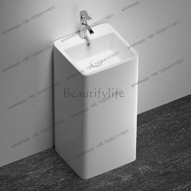 

Column Basin Ceramic Integrated Washbasin Balcony Bathroom Small Apartment Washbasin