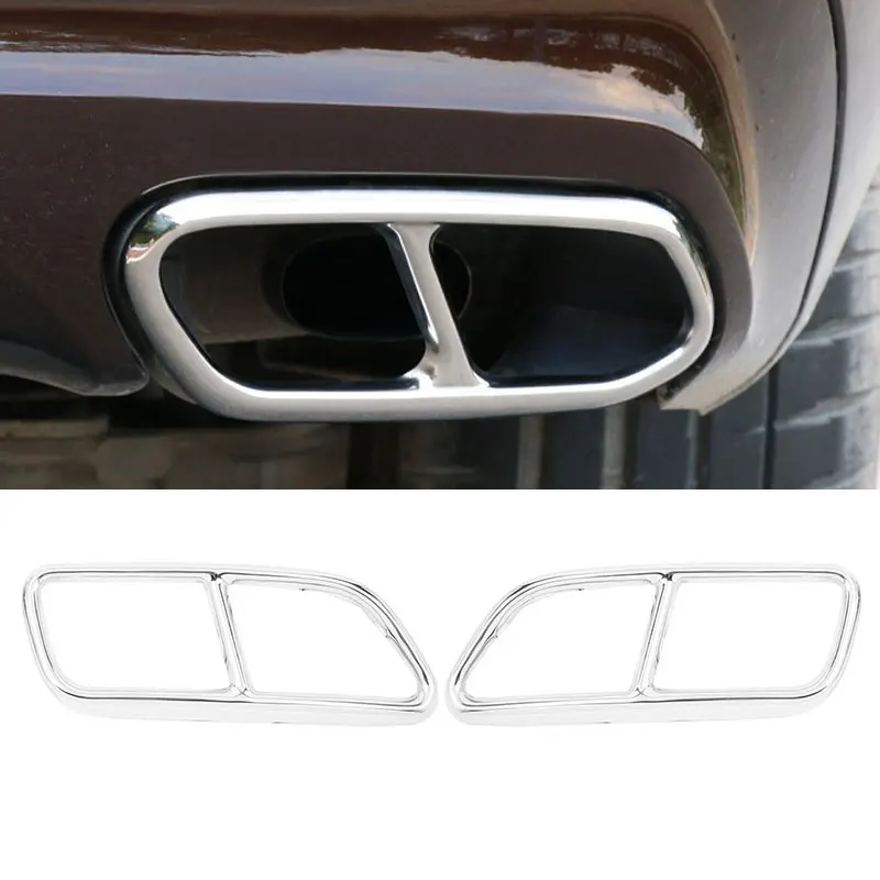 

For Volvo XC60 2018 2019 Stainless Steel 2pcs Silver Car Tail Muffler Exhaust Pipe Output Cover Protective Trim