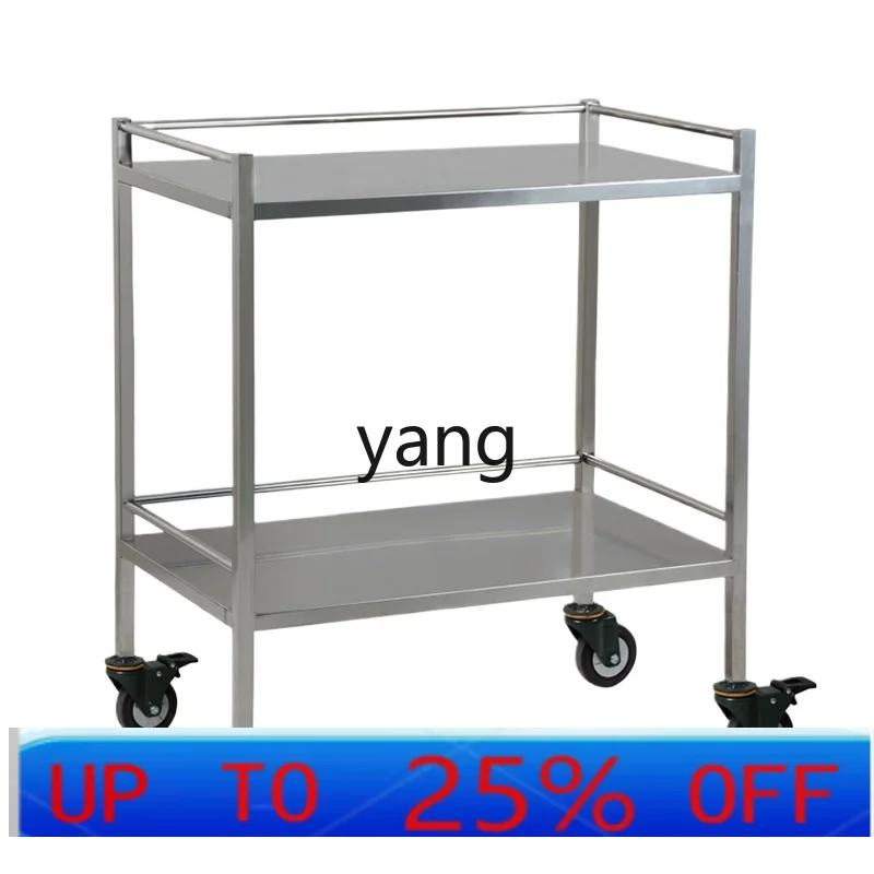 LTT Stainless Steel Laboratory Double Layer Hand Push Instrument Truck Trolley