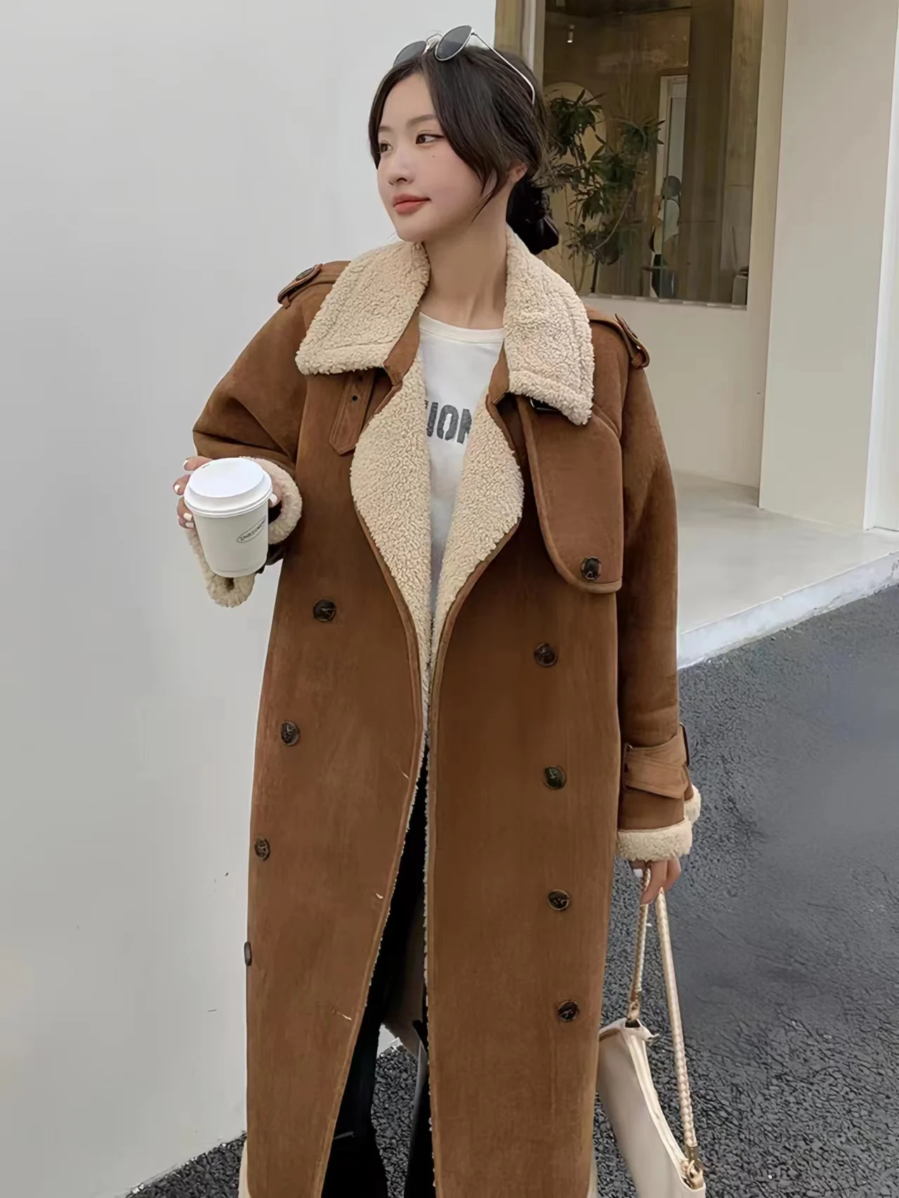 Women's Winter Suede Long Coats, Faux Lamb Fur Jacket, Female Loose Thicken Warm Clothes, High Quality, Promotion, New, 2022